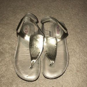 Me too silver strap on sandals